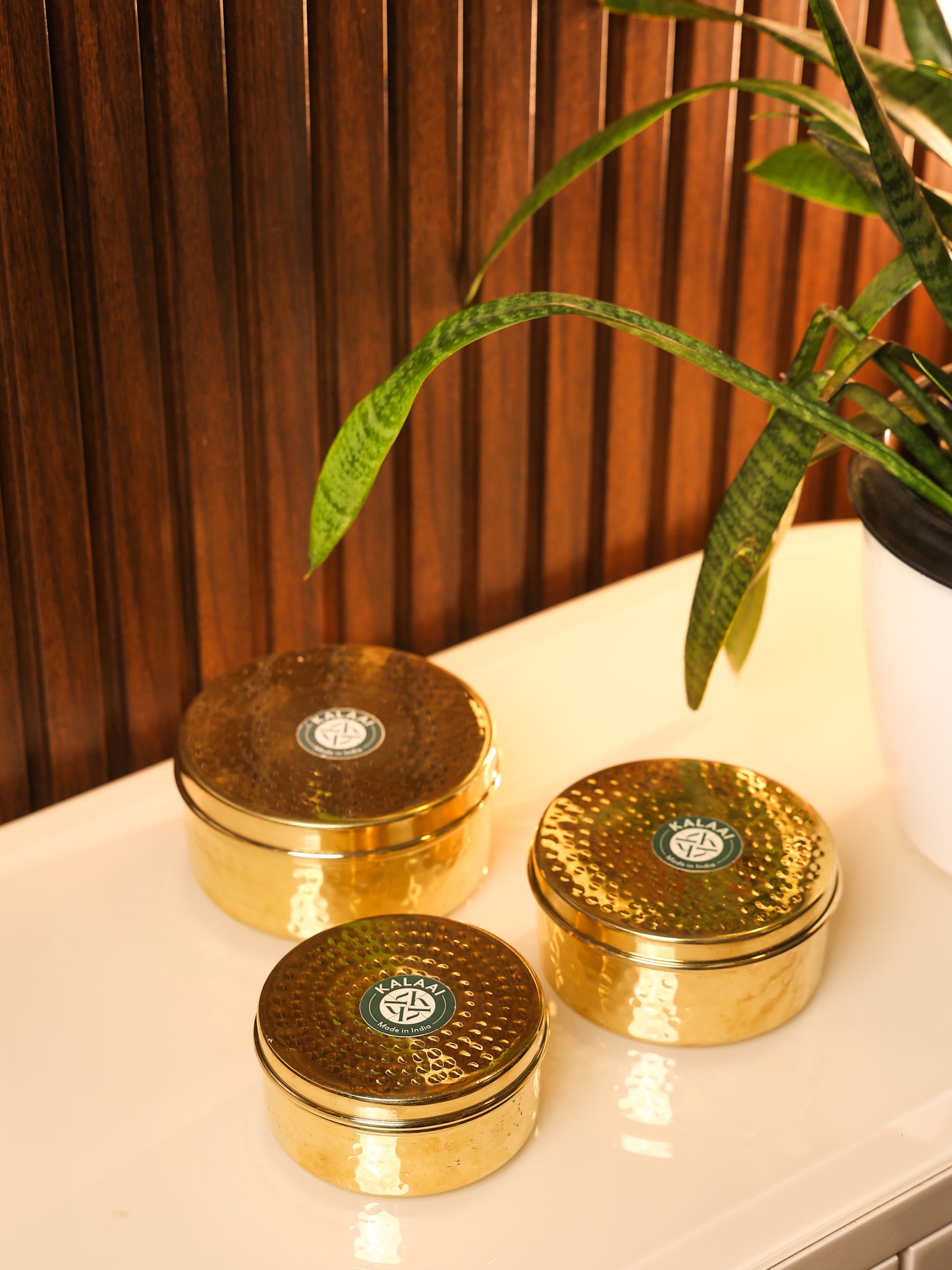 Dharohar (Brass Storage Container Set – Set of 3)