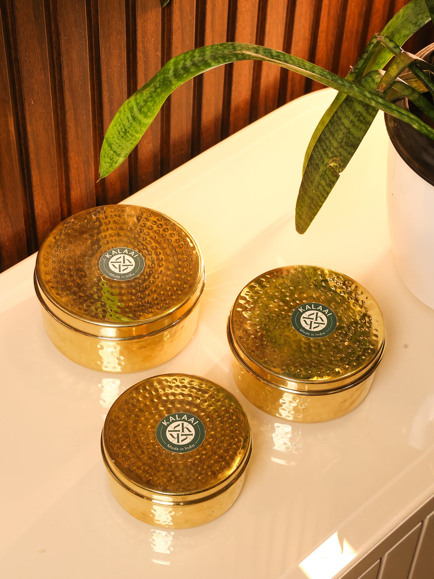 Dharohar (Brass Storage Container Set – Set of 3)