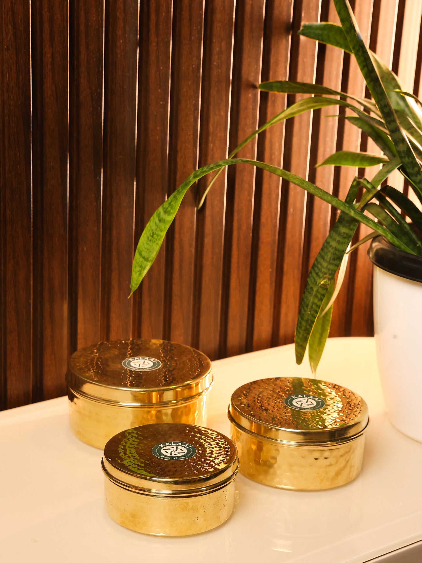 Dharohar (Brass Storage Container Set – Set of 3)