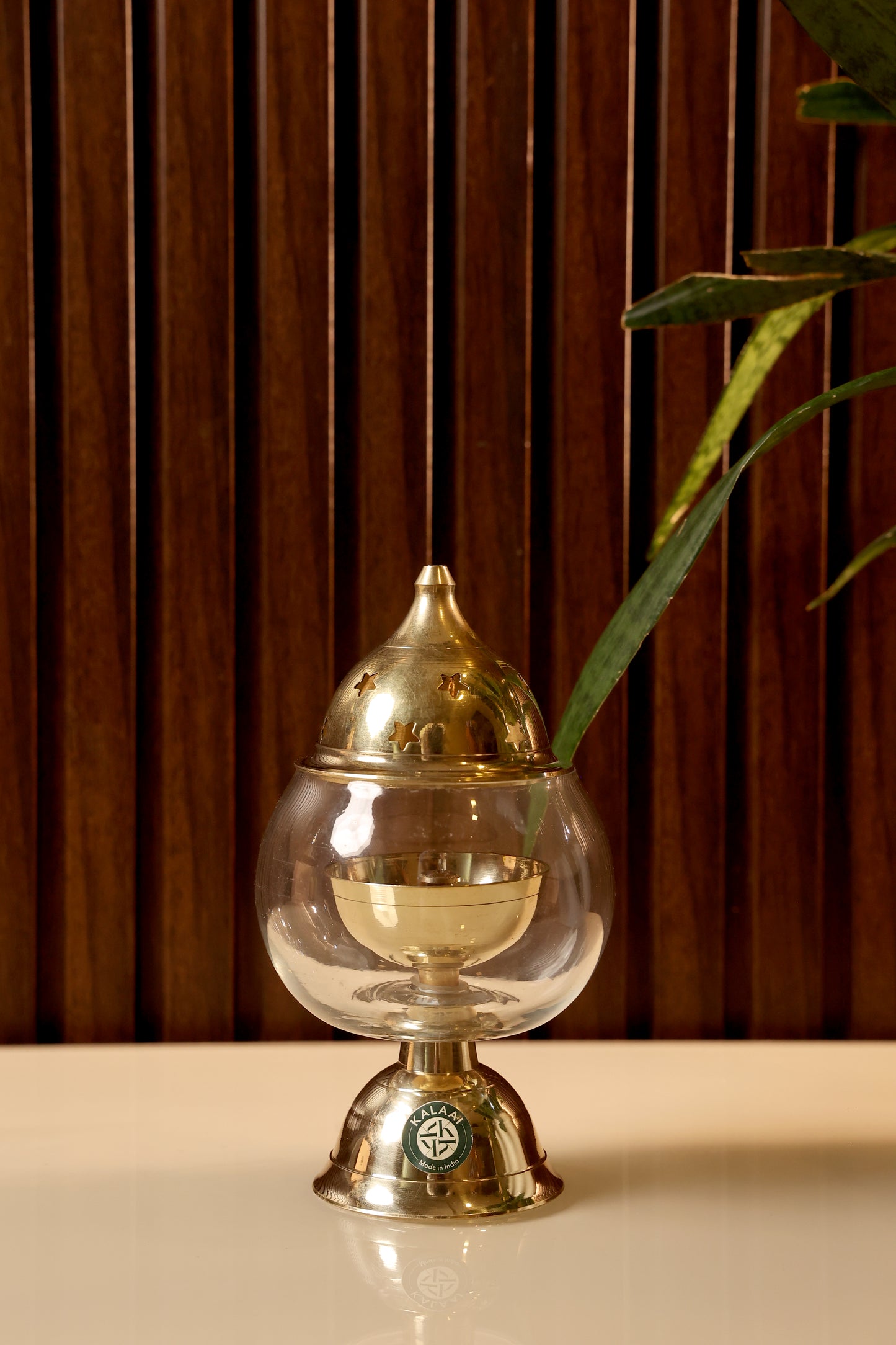 Sudarshini – Brass & Glass Dome Diya