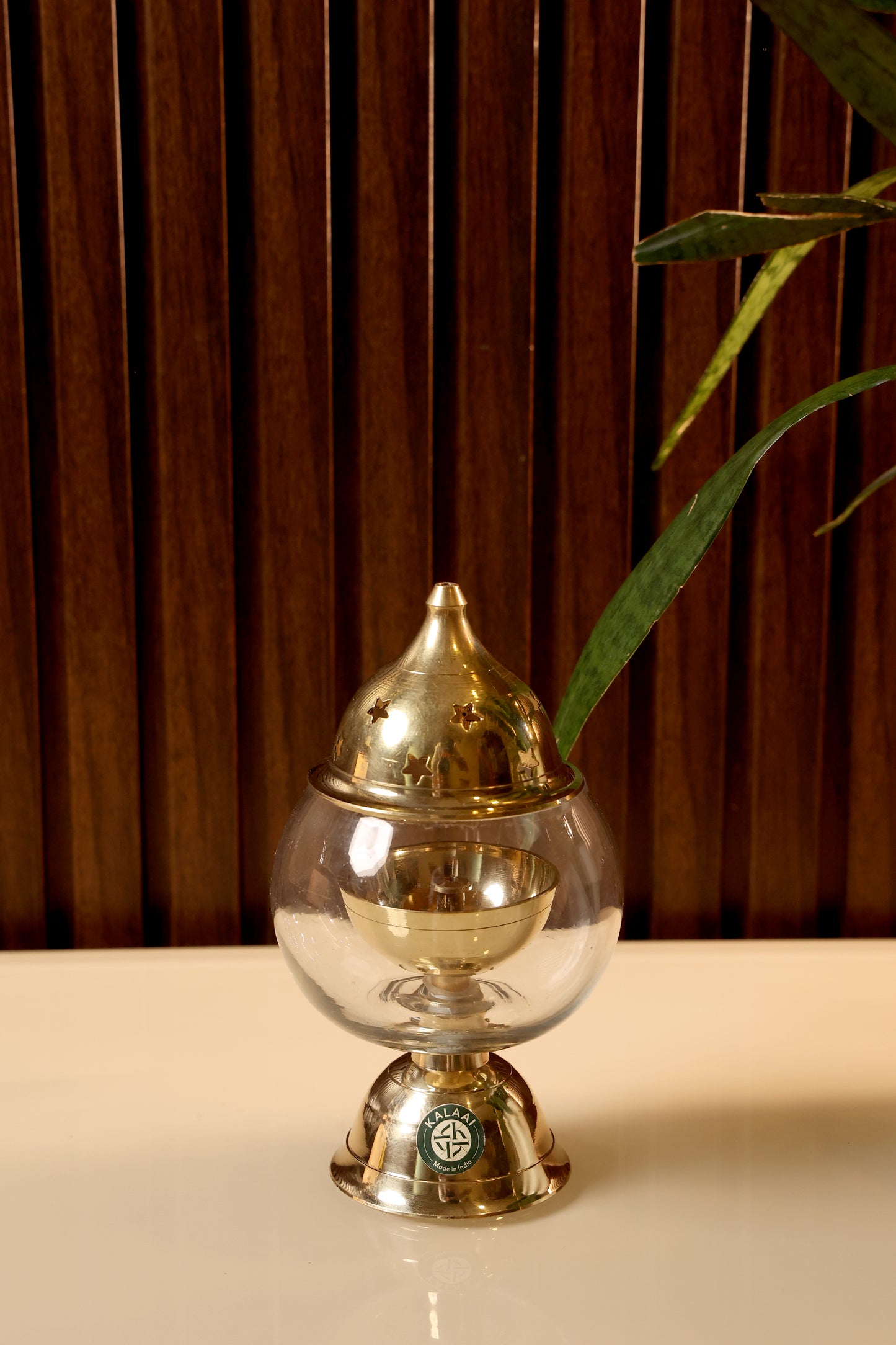 Sudarshini – Brass & Glass Dome Diya