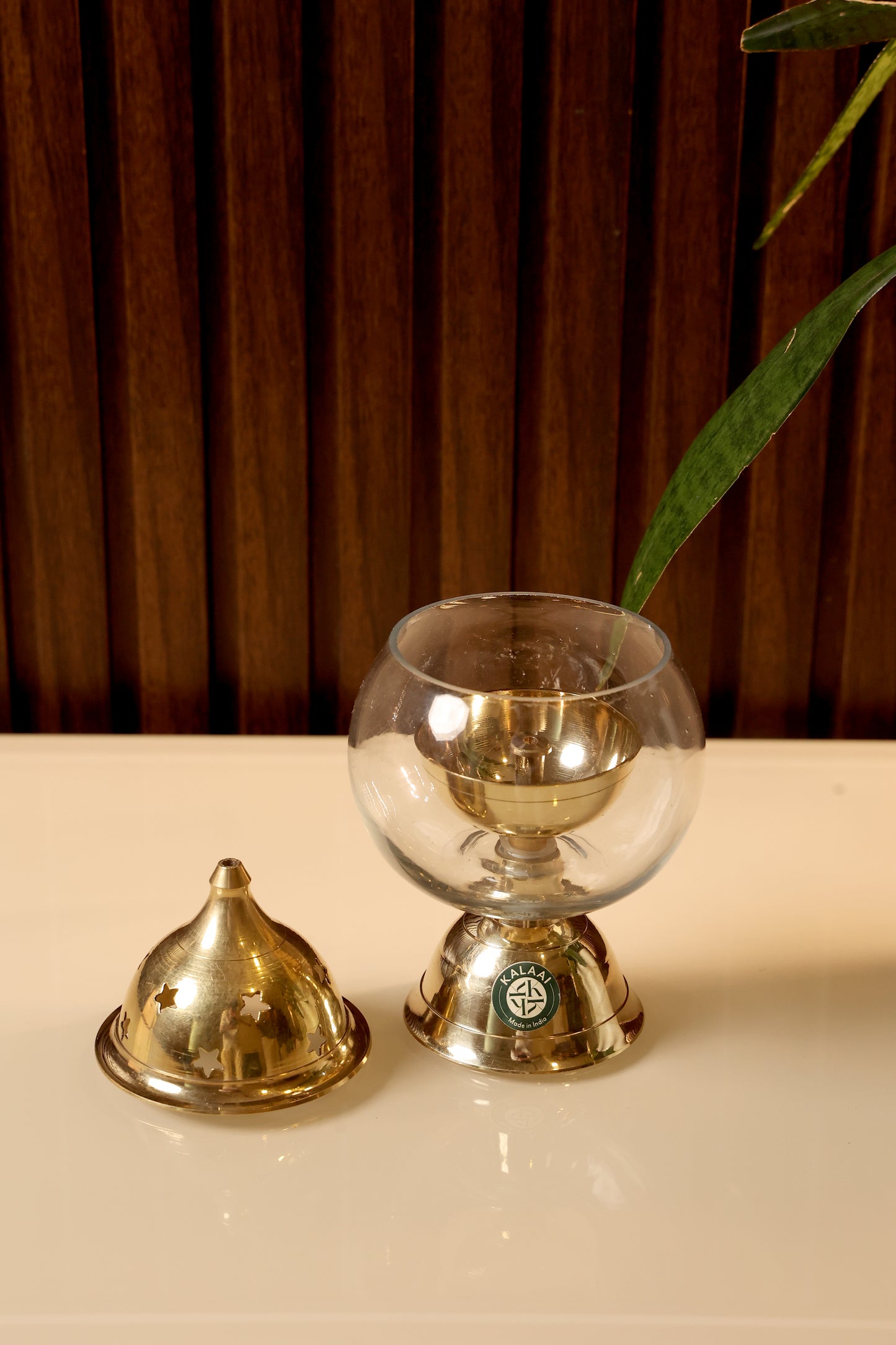 Sudarshini – Brass & Glass Dome Diya