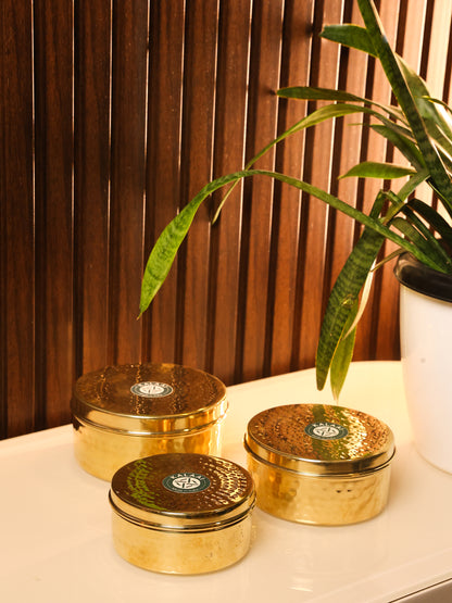 Dharohar (Brass Storage Container Set – Set of 3)