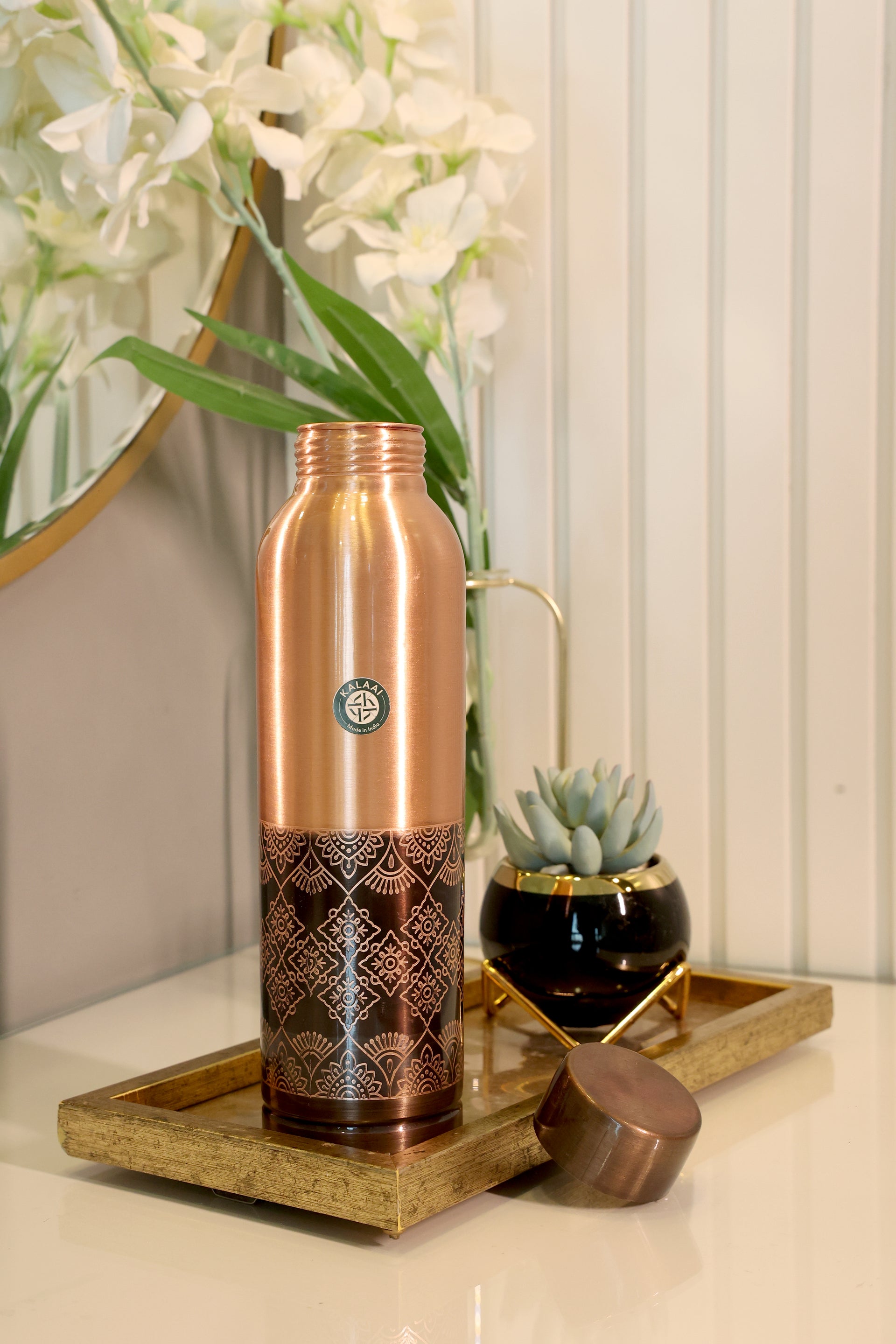 Nakshika – Pure Copper Bottle with Traditional Etching