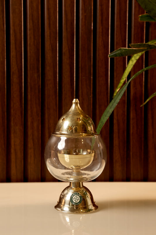 Sudarshini – Brass & Glass Dome Diya